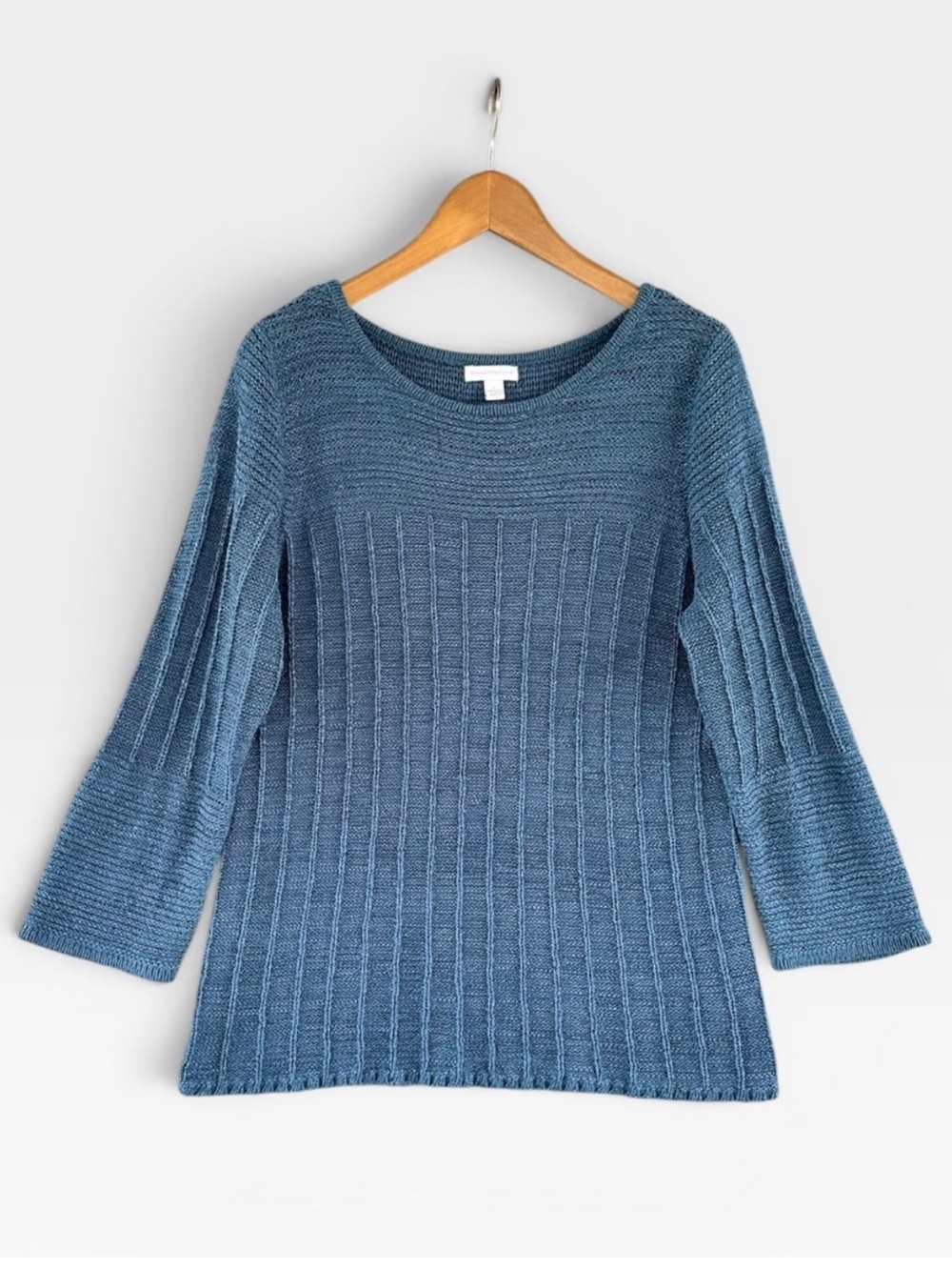 Charter Club Dusty Blue Ribbed Crewneck Sweater